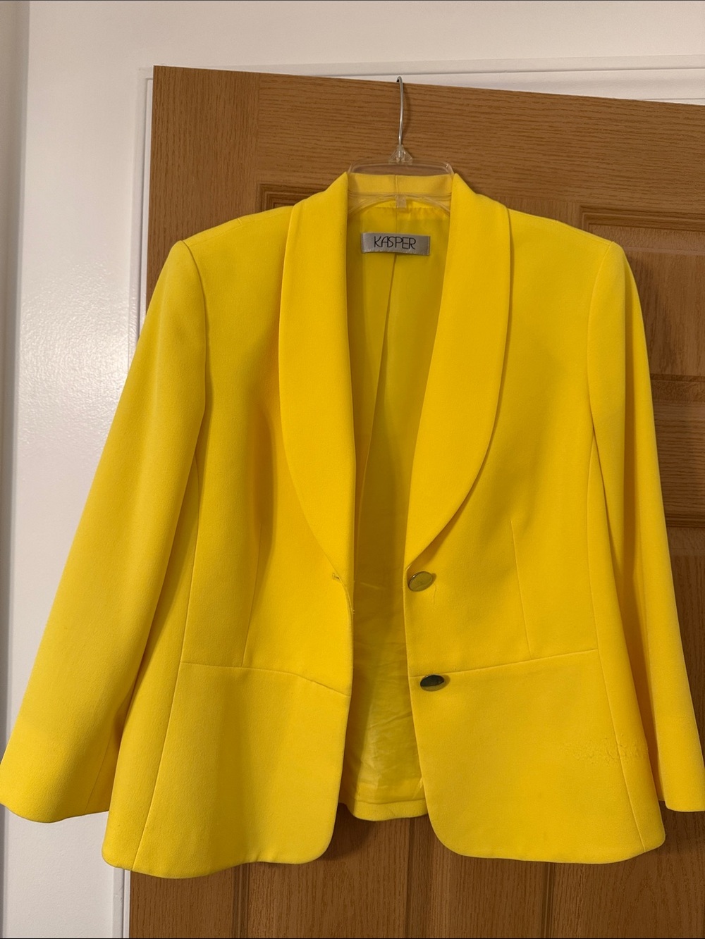 Kasper Bright Yellow Shawl Collar Blazer
